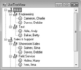 The TreeView control displays hierarchical data graphically.