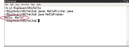 Running the HelloPrinter Program in a Console Window