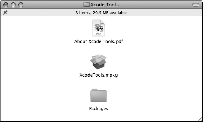 Install DVD Xcode Tools folder