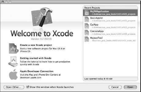 Welcome to Xcode window