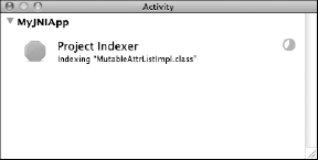 Project indexer in the Activity window