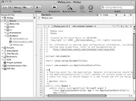 Initial Xcode project window