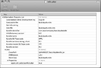 Property List Editor with an Info.plist displayed