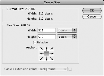 Canvas Size dialog box