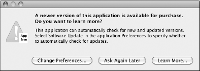 Commercial update dialog box