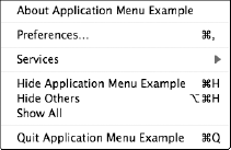 Application menu for Application Menu Example