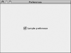 The preference dialog box for Application Menu Example