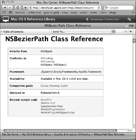 NSBezierPath Class Reference Web site