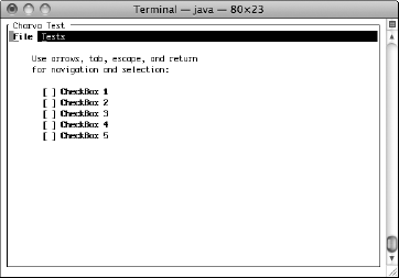 CharvaTest application run in Terminal