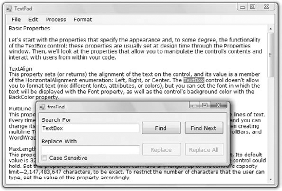 TextPad demonstrates the most useful properties and methods of the TextBox control.