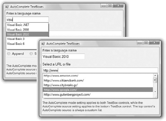 Suggesting words with the AutoCompleteSource property