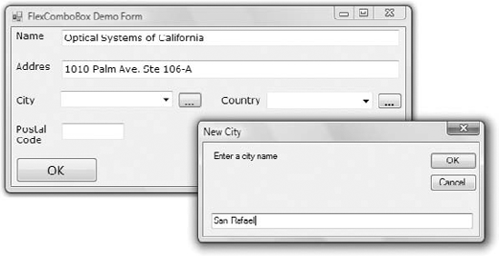 The FlexComboBox project demonstrates two techniques for adding new items to a ComboBox at runtime.