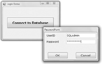 A simple dialog box that prompts users for a username and password