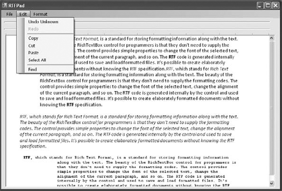 A word processor based on the functionality of the RichTextBox control