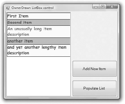 An unusual, but quite functional, ListBox control
