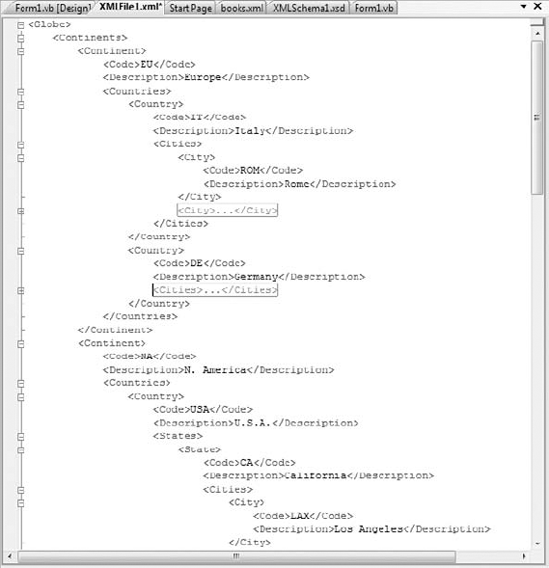 Editing XML files in Visual Studio