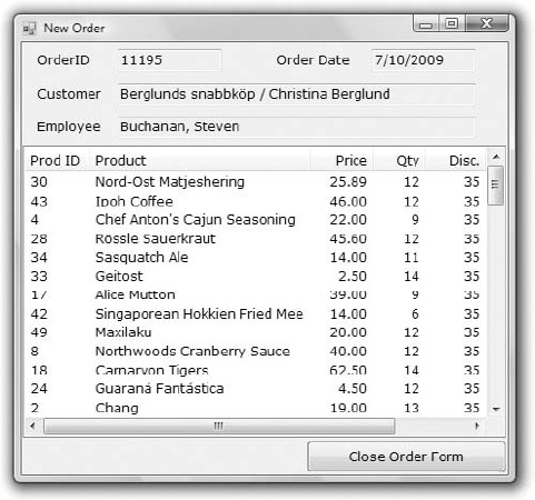 Adding a new order to the Northwind database with LINQ to SQL