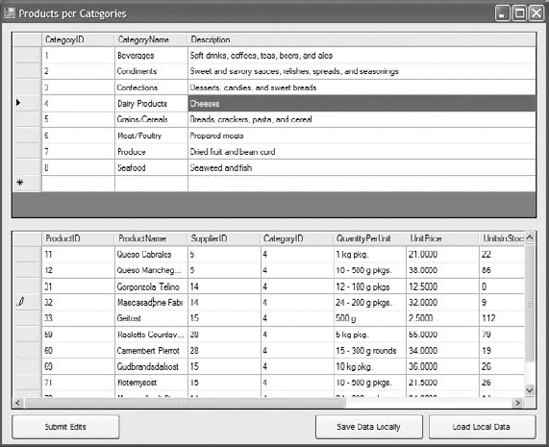 Viewing related data on two DataGridView controls with the LinkedDataTables application