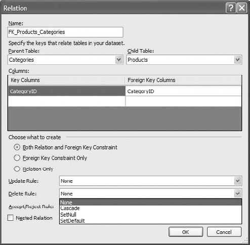 Setting relation properties