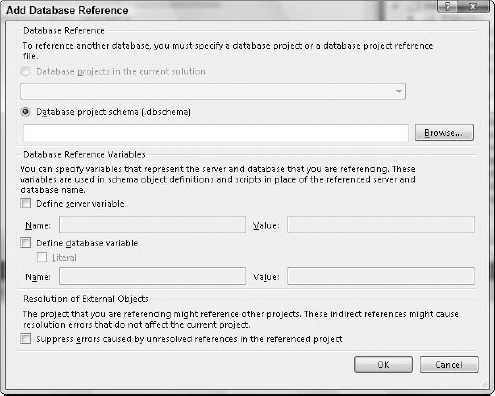 The Add Database Reference dialog box displays a list of existing data connections from Server Explorer.