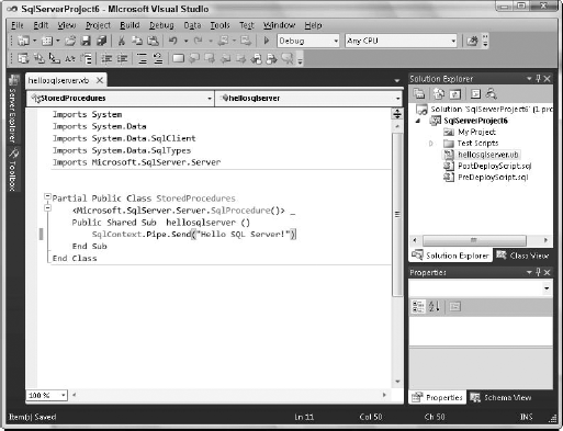 Create a stored procedure in the Visual Studio Code Editor.