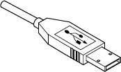 A USB plug, found on most of today's keyboards and mice.