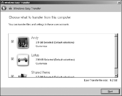 Windows Easy Transfer transfers files and program settings from your old computer to your new one.