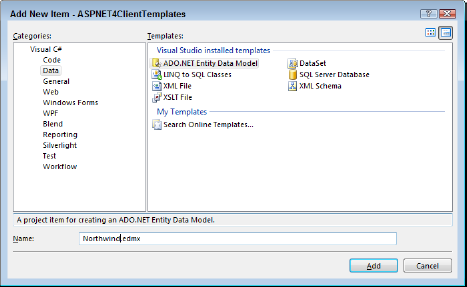 Add an Entity Framework data model to your application.