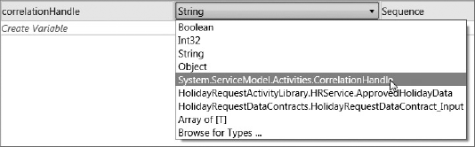 Select correlationHandle as type