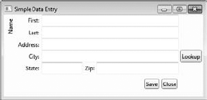 Simple data entry form widened.