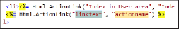 Expanded ActionLink code snippet.