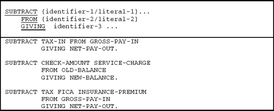 SUBTRACT STATEMENT