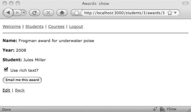 An extra option for sending awards email