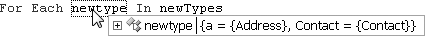 The query results, which contain a complex type with the address and its contact