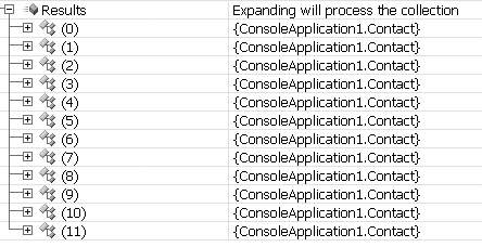 The result of the Include with no projections, which returns only the primary entity of the query