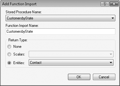 Mapping a stored procedure to an entity that will return a Contact entity