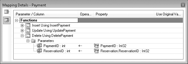 The DeletePayment function mapping