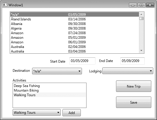 The final WPF form with all of its features in place