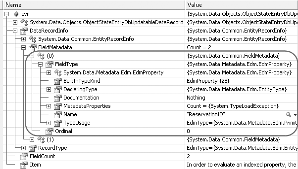 The FieldMetadata value of CurrentValues, which lets you discover plenty of information about each property