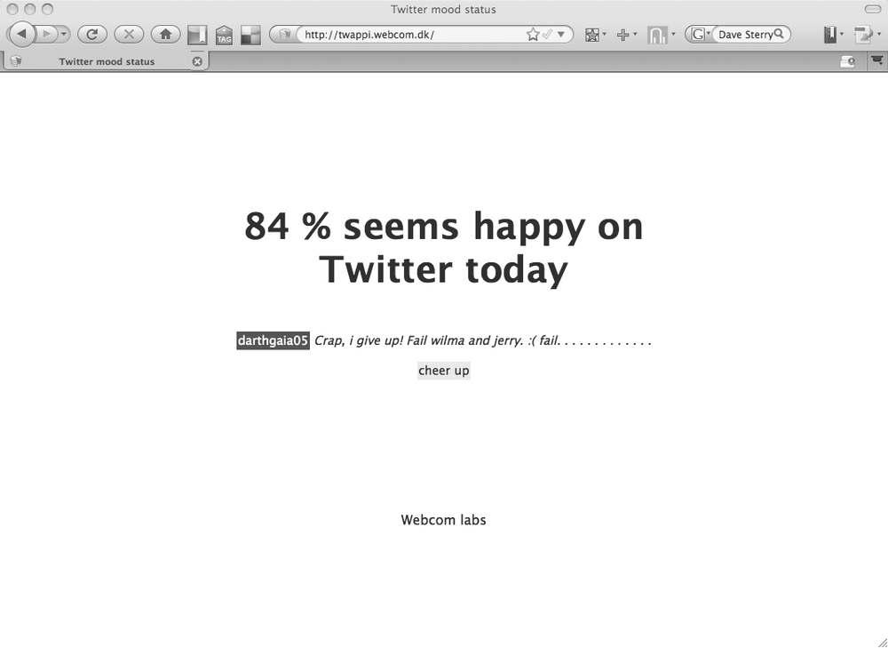 Twappi: estimates emotion of Twitter users