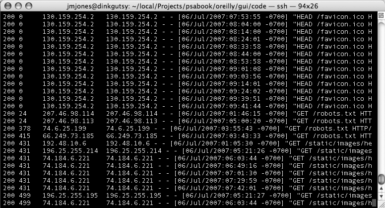 Apache log listing