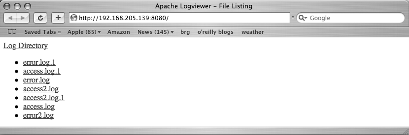 Apache log listing