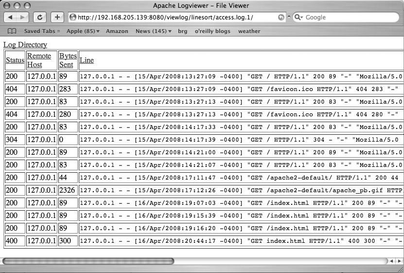 Django Apache log viewer—line order