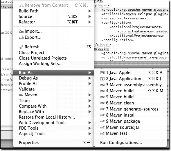 Running an Eclipse build with Run As...