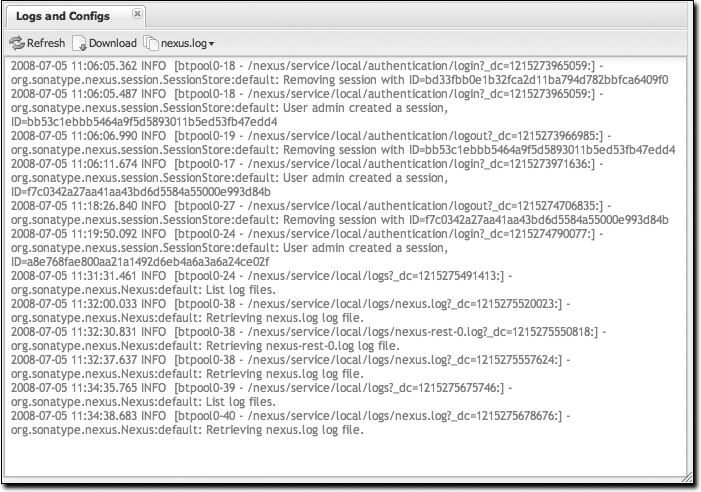 Browsing Nexus logs and configuration