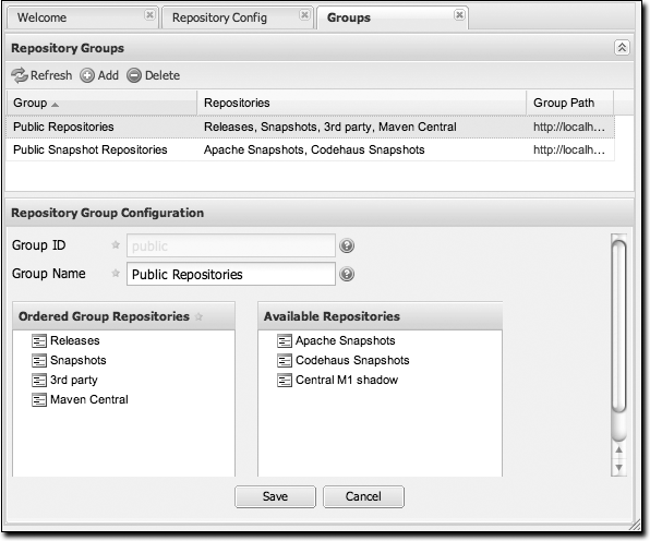 Adding new repositories to a Nexus group