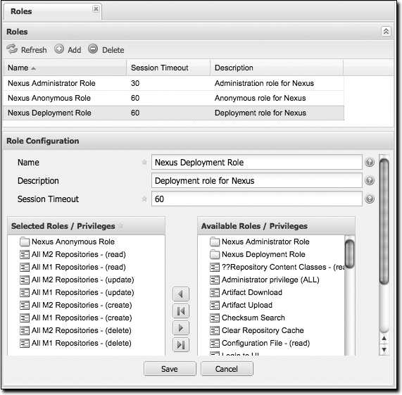 Managing security roles