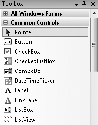 Visual Studio’s Toolbox with Windows Forms controls