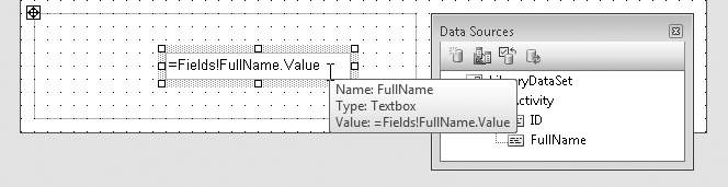 A List control with a field from the data set