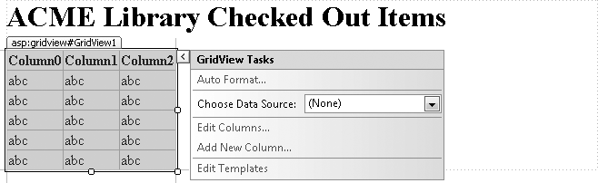 A short list of tasks for the GridView control